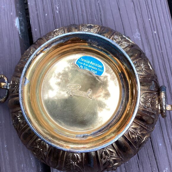 Vintage Raimond Silverplate Ornate Footed Bowl w/ Handles 5.5" Tarnish Resistant - Picture 5 of 6